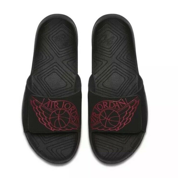 black and red jordan sandals